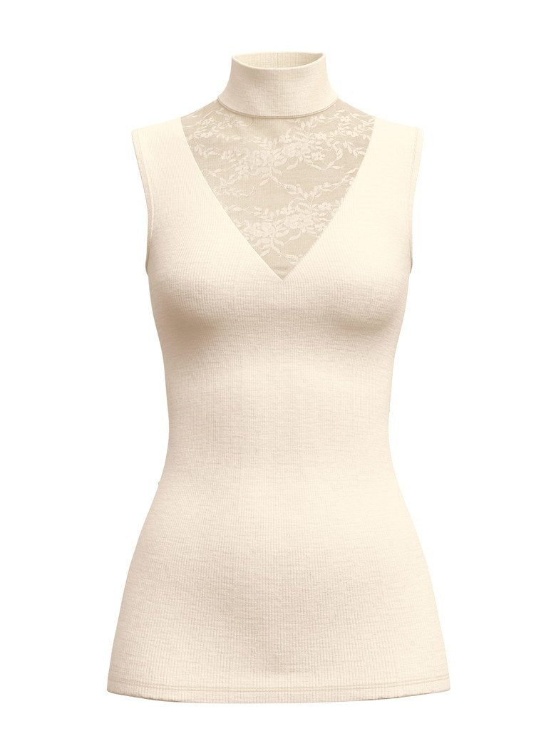Débardeur Calida à col roulé en laine et soie Série Silky Wool Glam