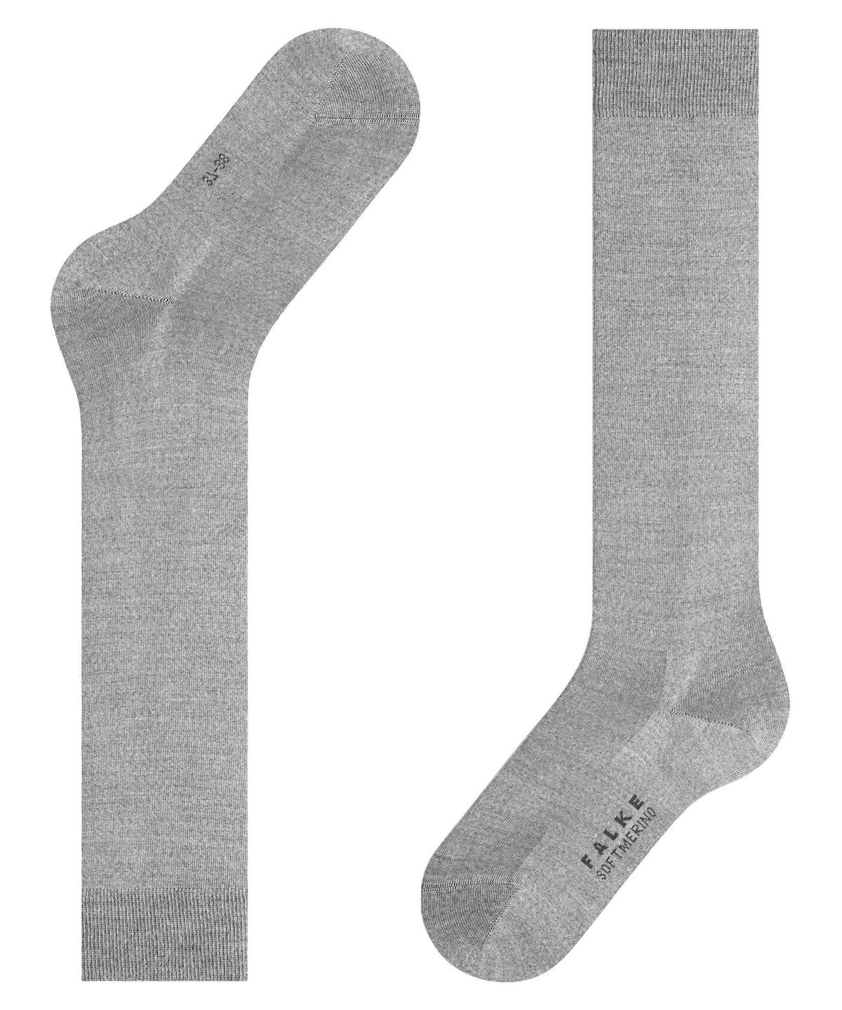 47438-3830 FALKE Softmerino Women Knee-high socks with warming merino wool Colour: light grey mel.