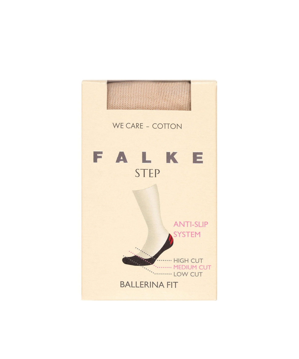46491-4011 FALKE Step Medium Cut Box Women Invisibles with anti-slip system Colour: cream