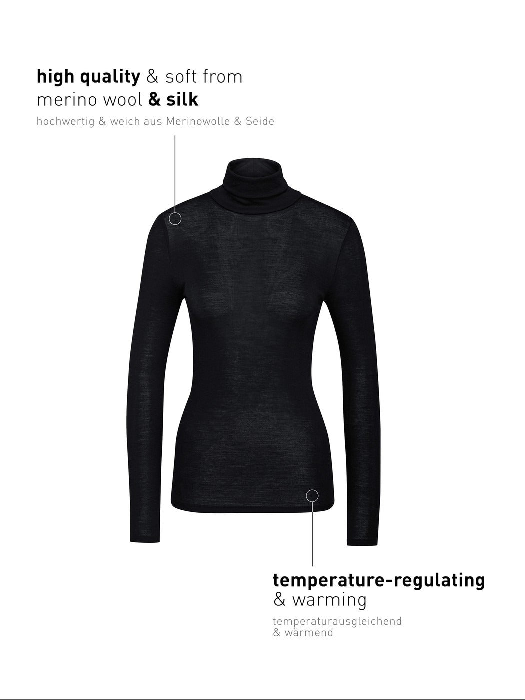 15335-996 Calida True Confidence Long-sleeve turtleneck shirt in wool-silk