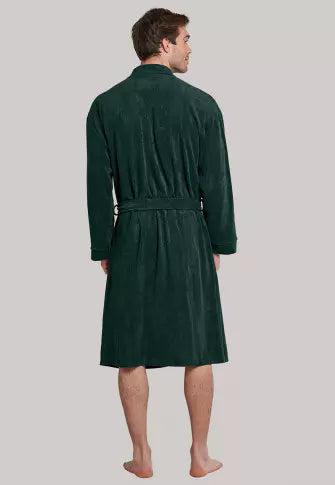 Bademantel Frottee Paspel dunkelgrün