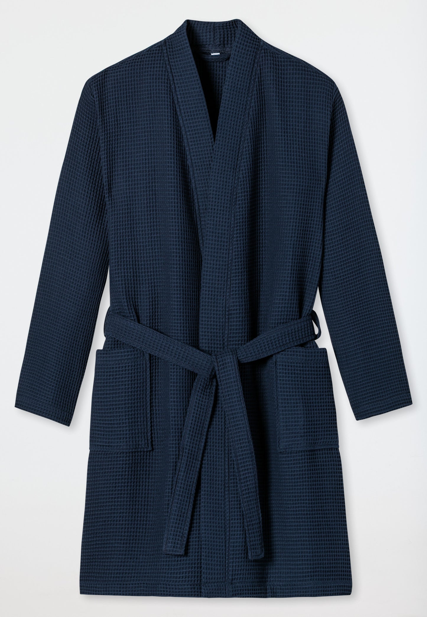 178401-803 Schiesser Bathrobe waffle piqué dark blue - Essentials