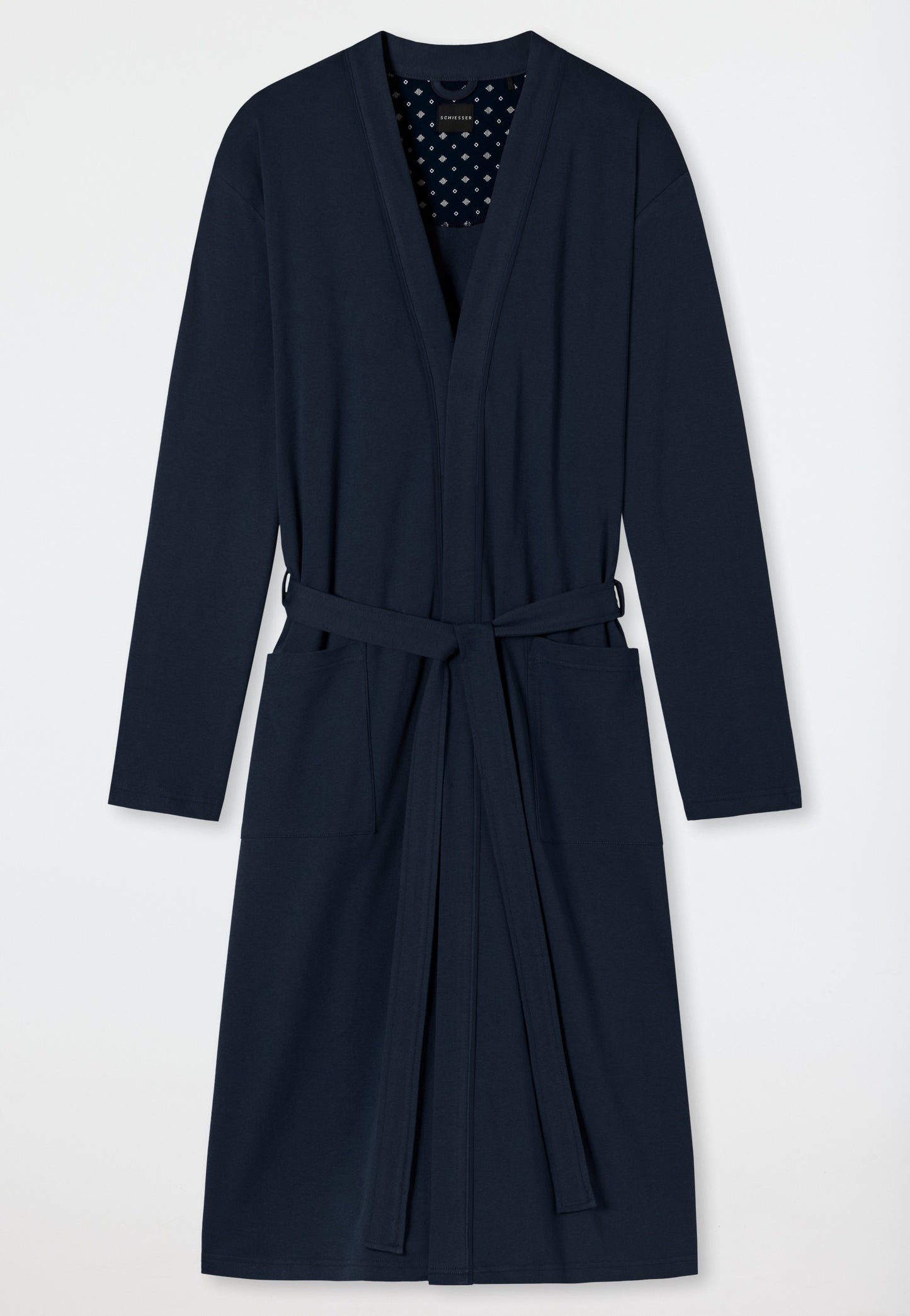 178407-803 Schiesser Bathrobe fine interlock dark blue - Essentials