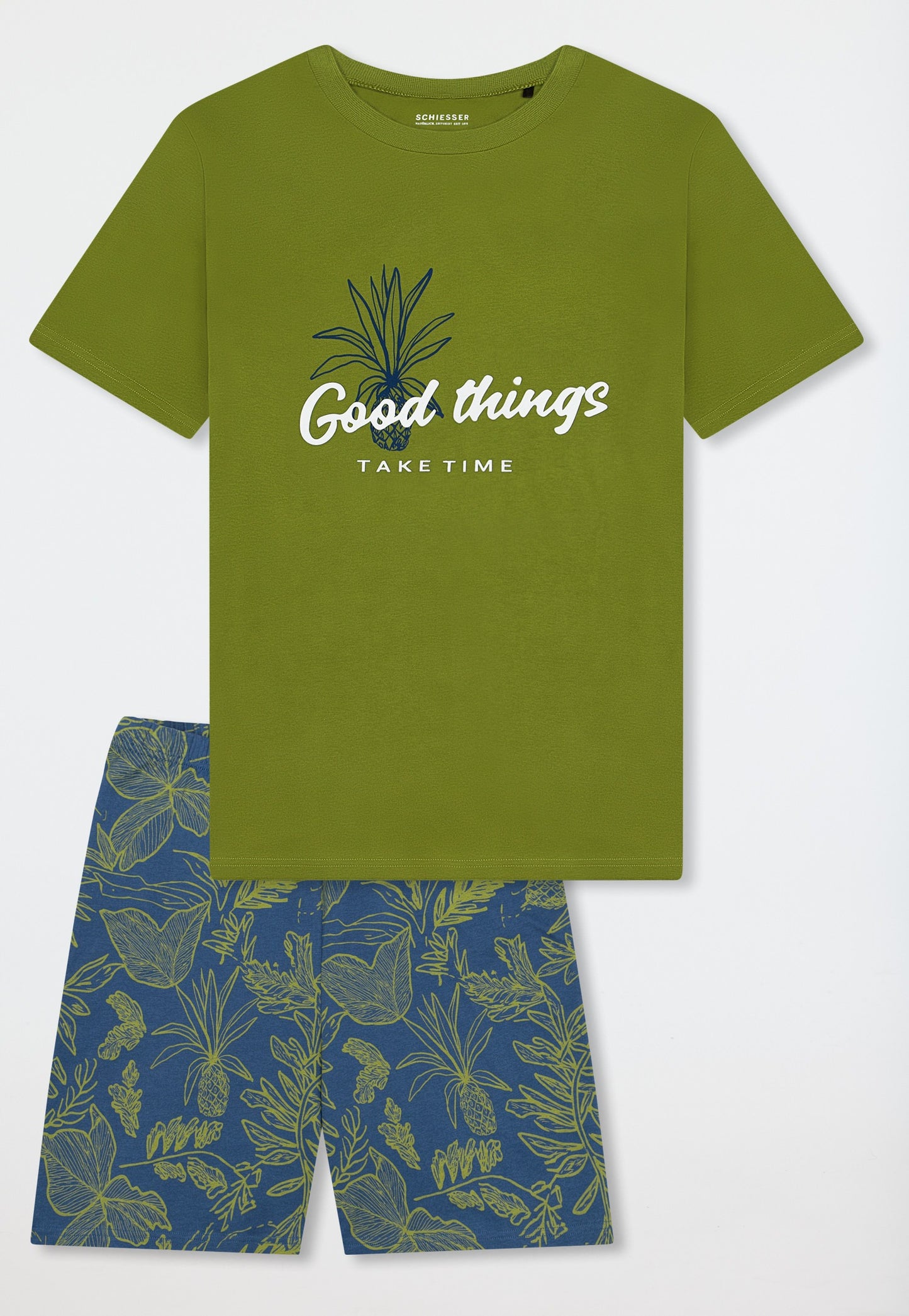 Schiesser Short pyjamas pineapple grass green - Teens Nightwear