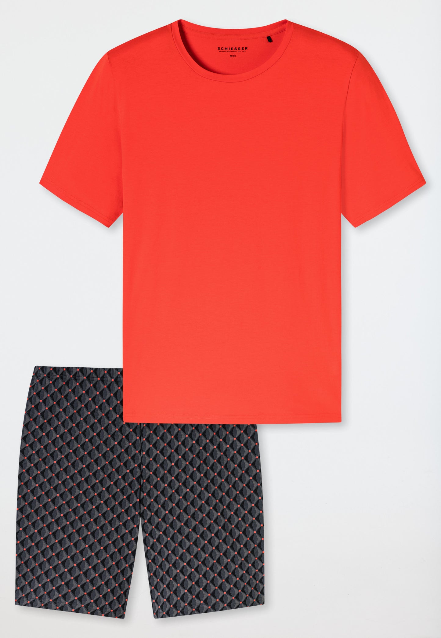 Schiesser Short pyjamas patterned light red - Casual Essentials