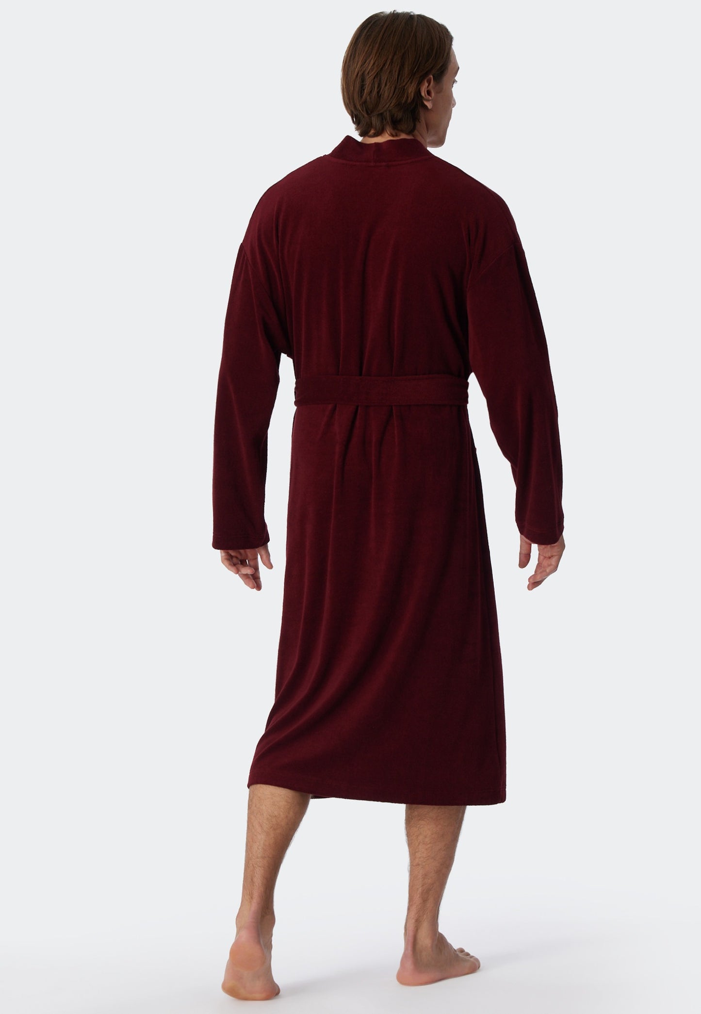 181536-502 Schiesser Light terry cloth bathrobe burgundy - Feather Terry