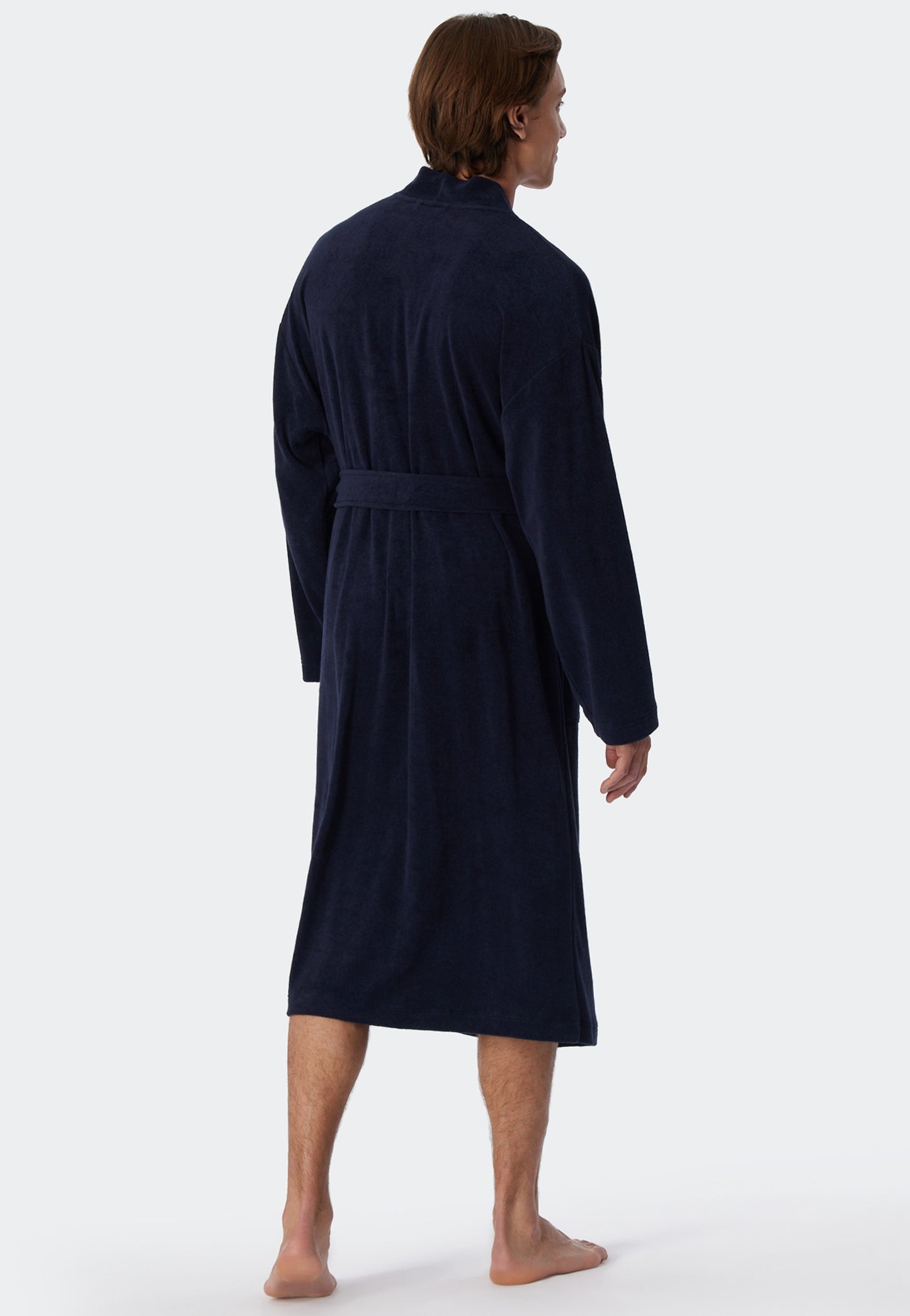 181536-803 Light terry cloth bathrobe dark blue - Feather Terry