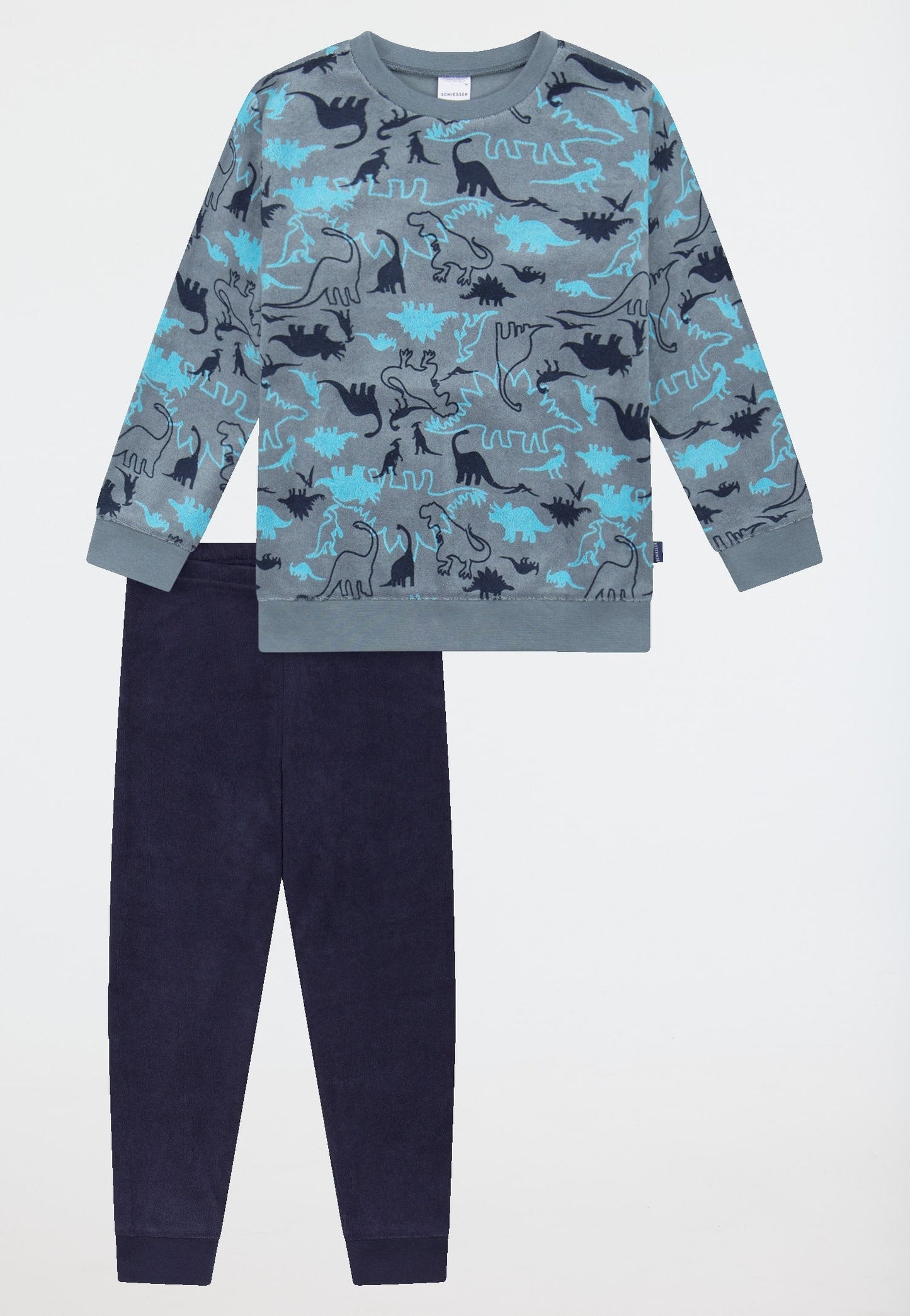 Schiesser Pyjamas long pyjamas terry towelling cuffs Dinos mineral - Kids Nightwear