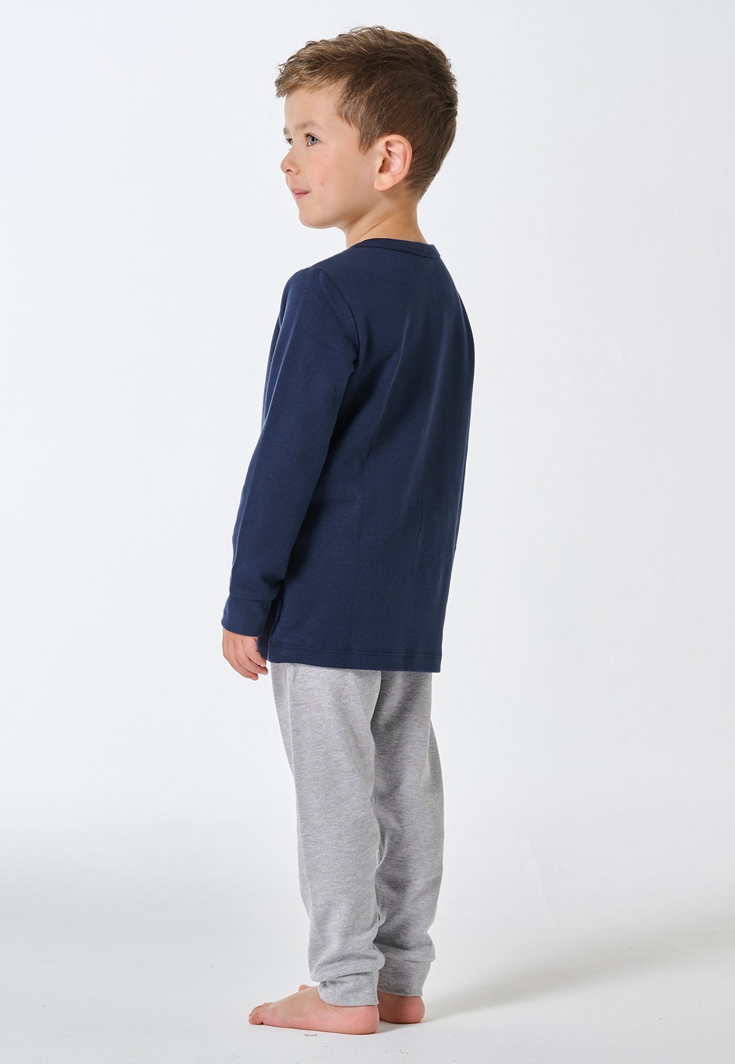 Schiesser Pyjamas long interlock cuffs gray mottled - Kids Nightwear