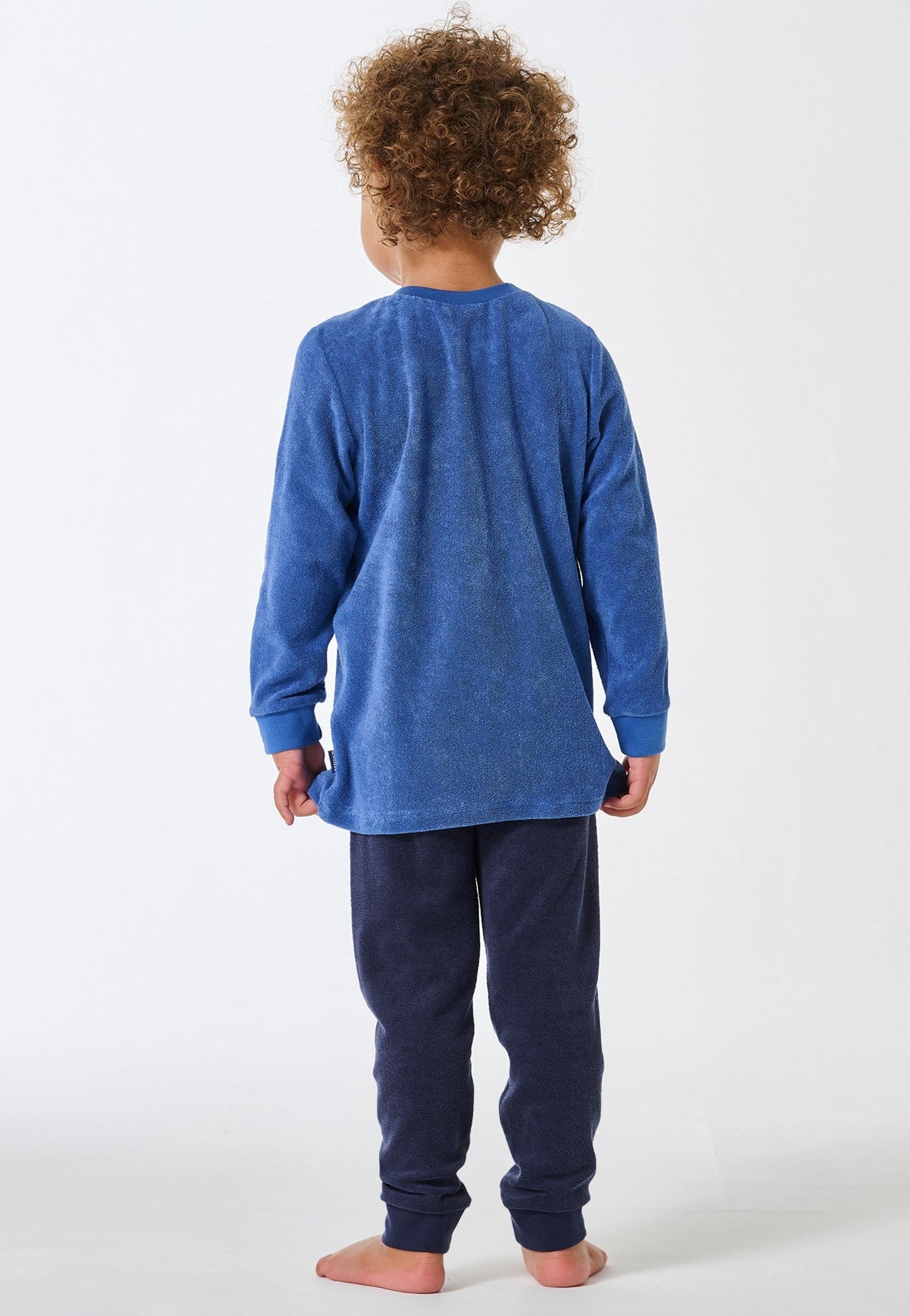Schiesser Long pyjamas terry towelling cuffs fox blue - Kids Nightwear