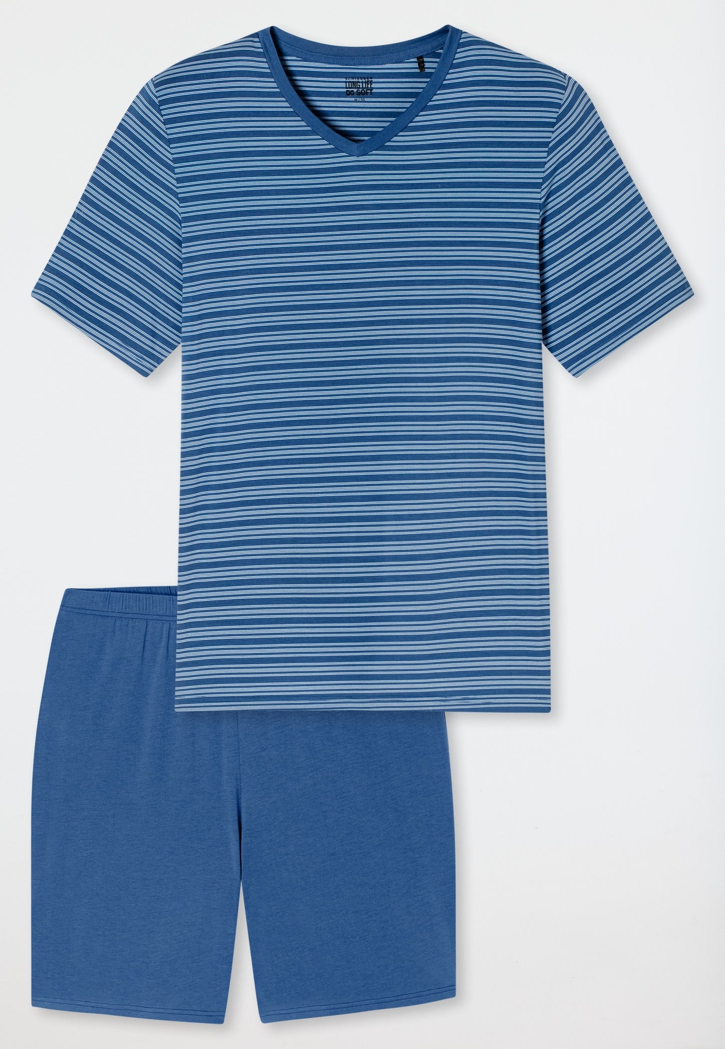 Pigiama corto Schiesser a righe blu atlantico - Long Life Soft