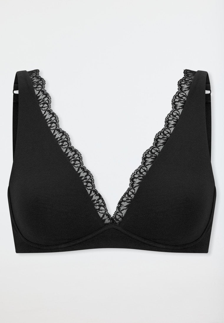 Schiesser Soft underwired bra molded without underwire lace black - Unique Cotton