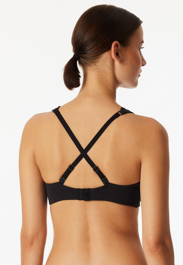Schiesser Soft underwired bra molded without underwire lace black - Unique Cotton