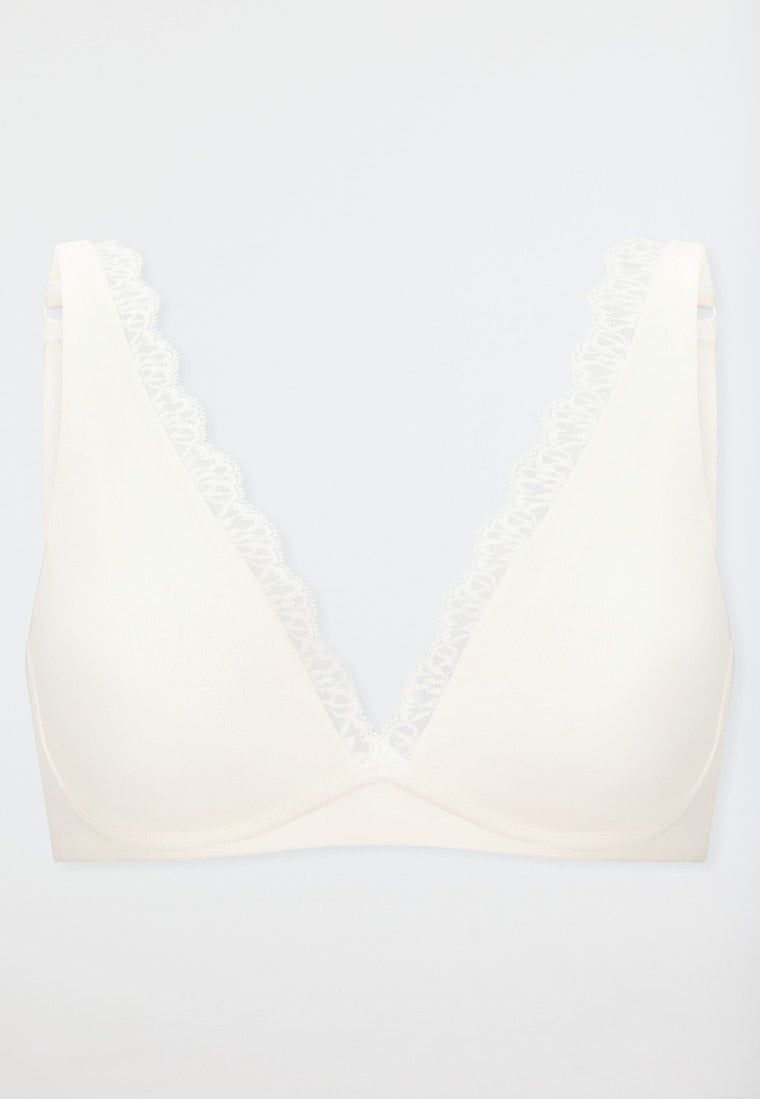 Schiesser Soft underwired bra molded without underwire lace off-white - Unique Cotton