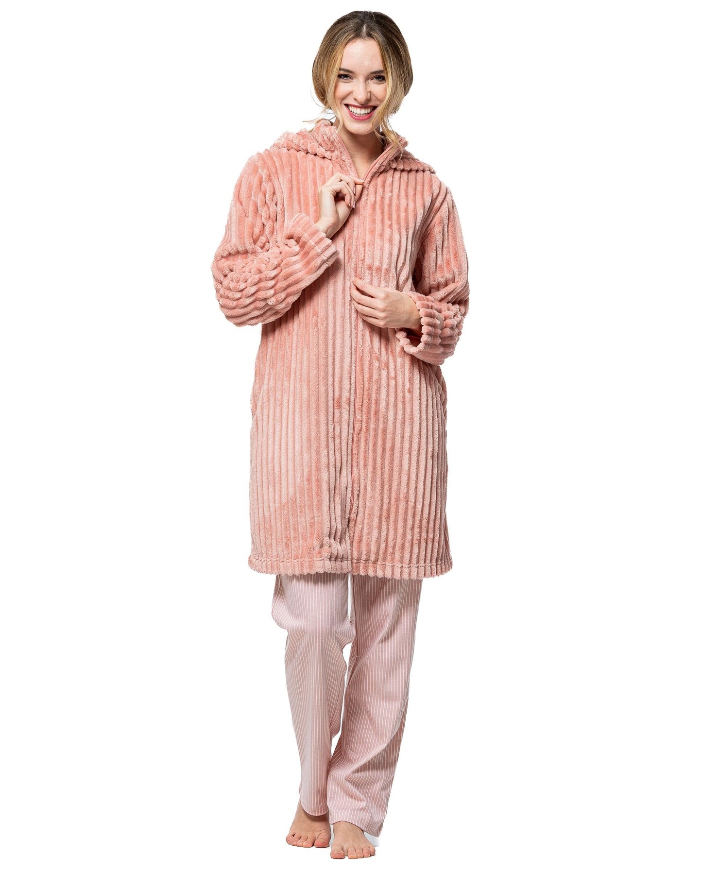 Senoretta Dressing gown with zipper and hood - Dreams