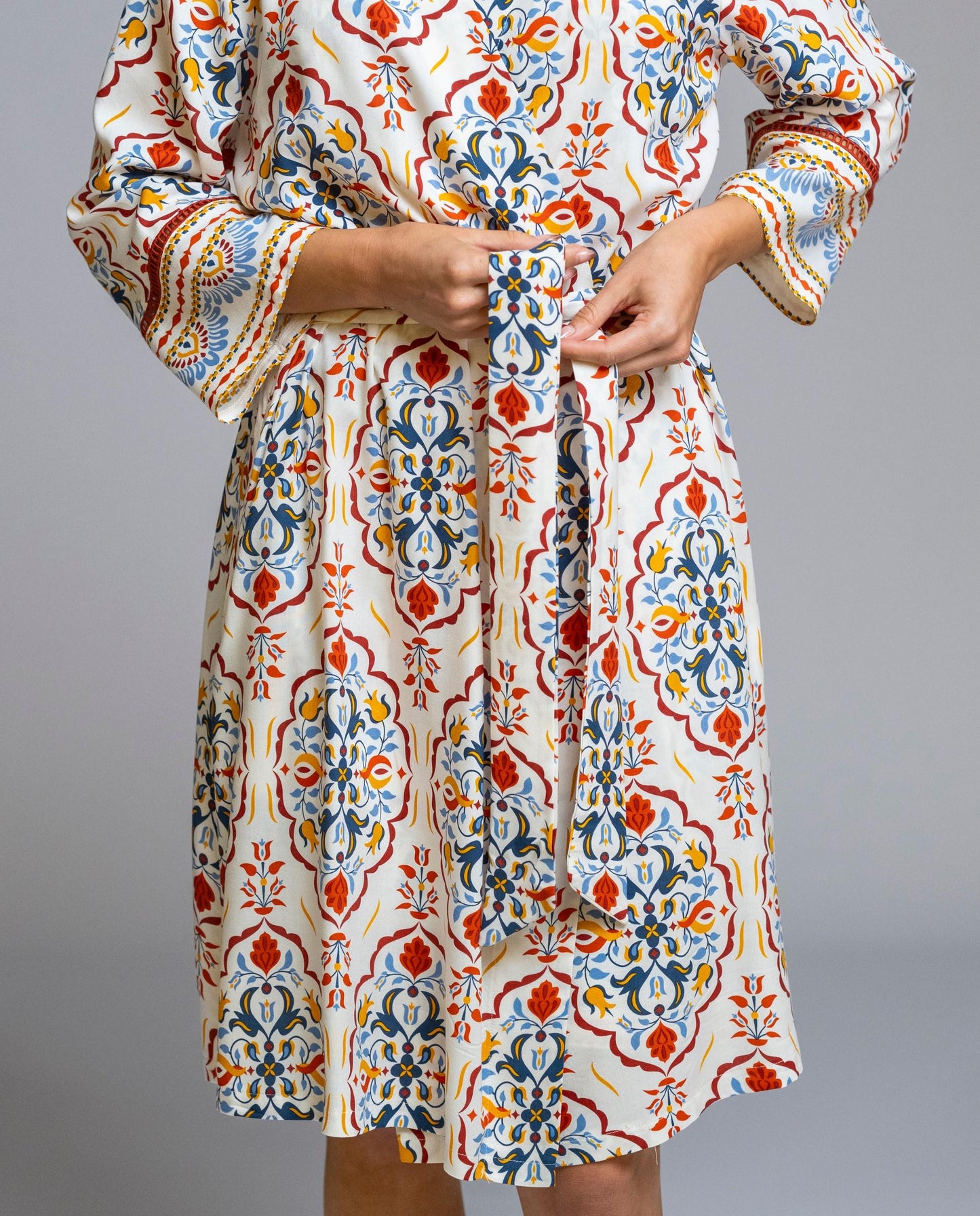 Senoretta Printed cross dressing gown - Mystic