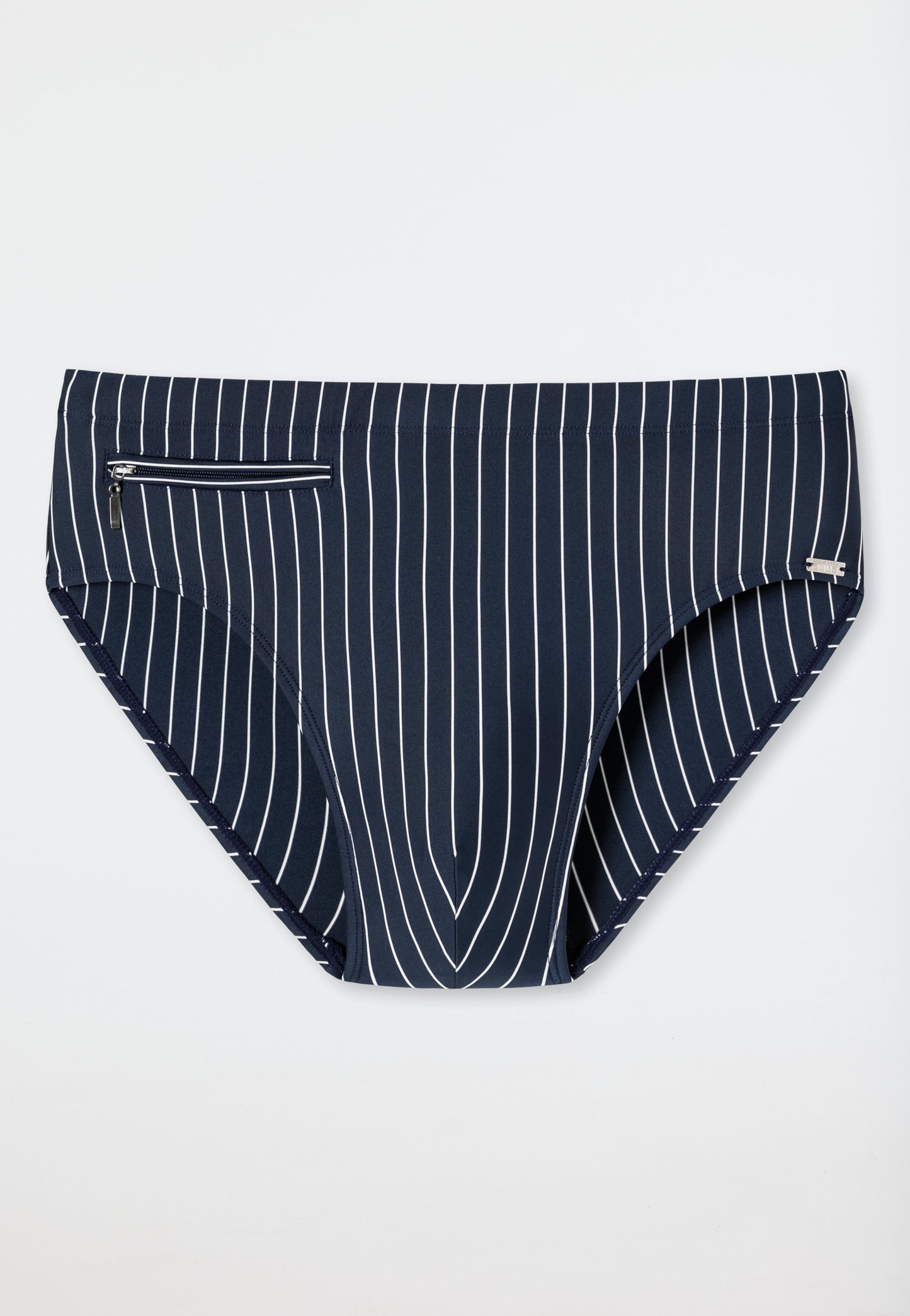 172774-801 Schiesser Men's swimwear with zip pocket knitwear recycled stripes admiral - Nautical Casual