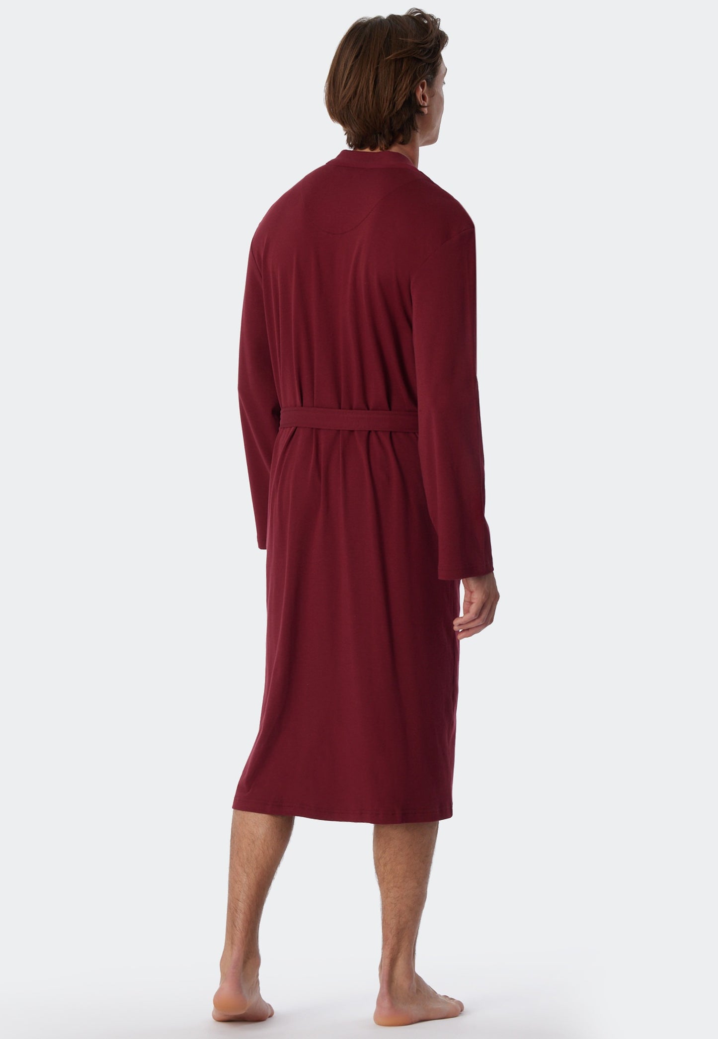 178407-502 Schiesser Bathrobe fine interlock burgundy - Essentials