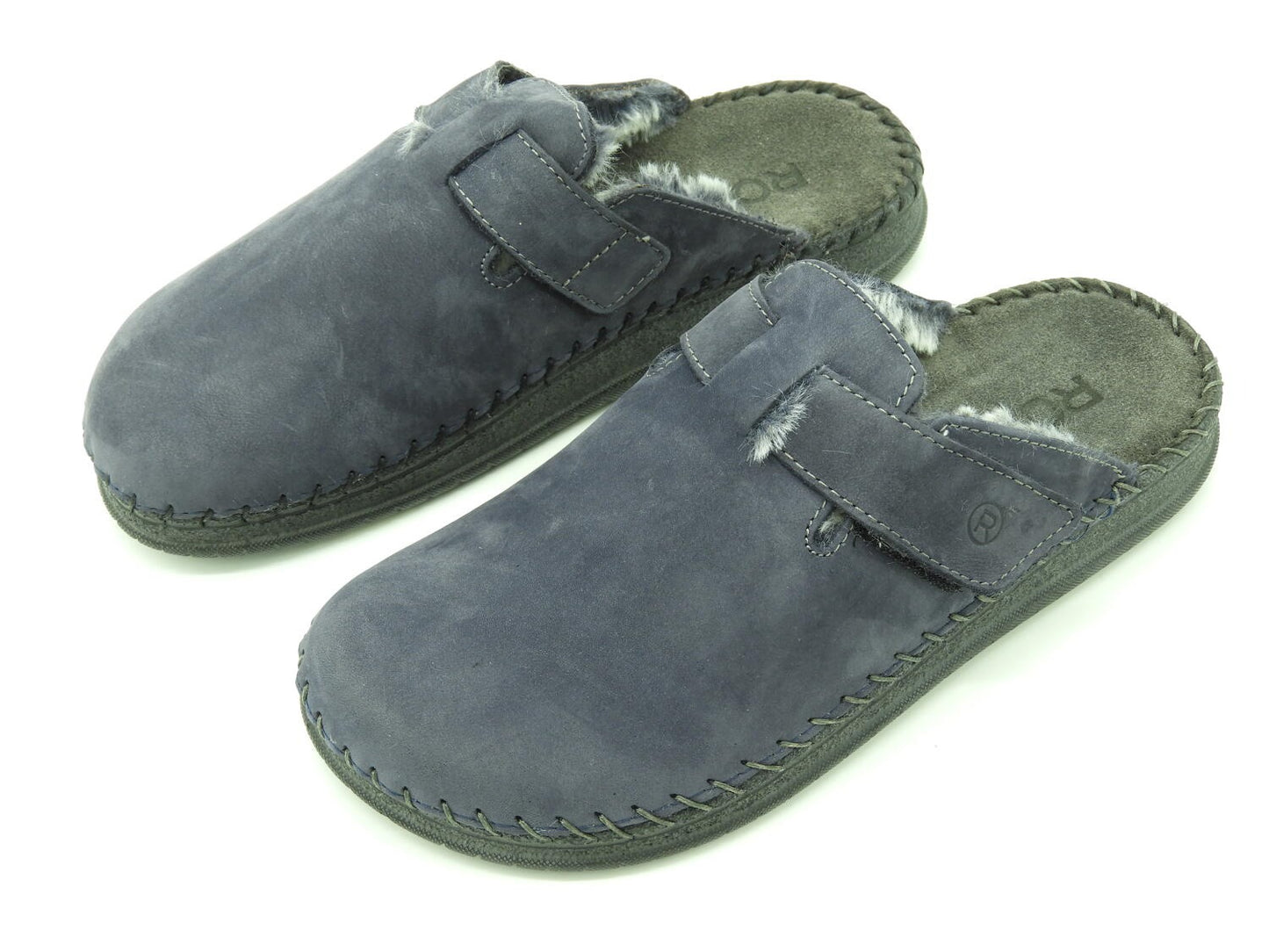 Rohde, pantoufles pour hommes en cuir véritable, nubuk