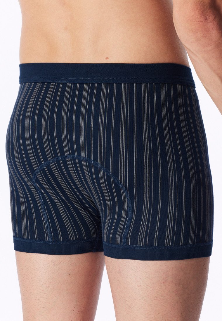 172695-803 Schiesser Boxer costina fine doppio pacco con apertura davanti blu scuro a righe - Original Classics