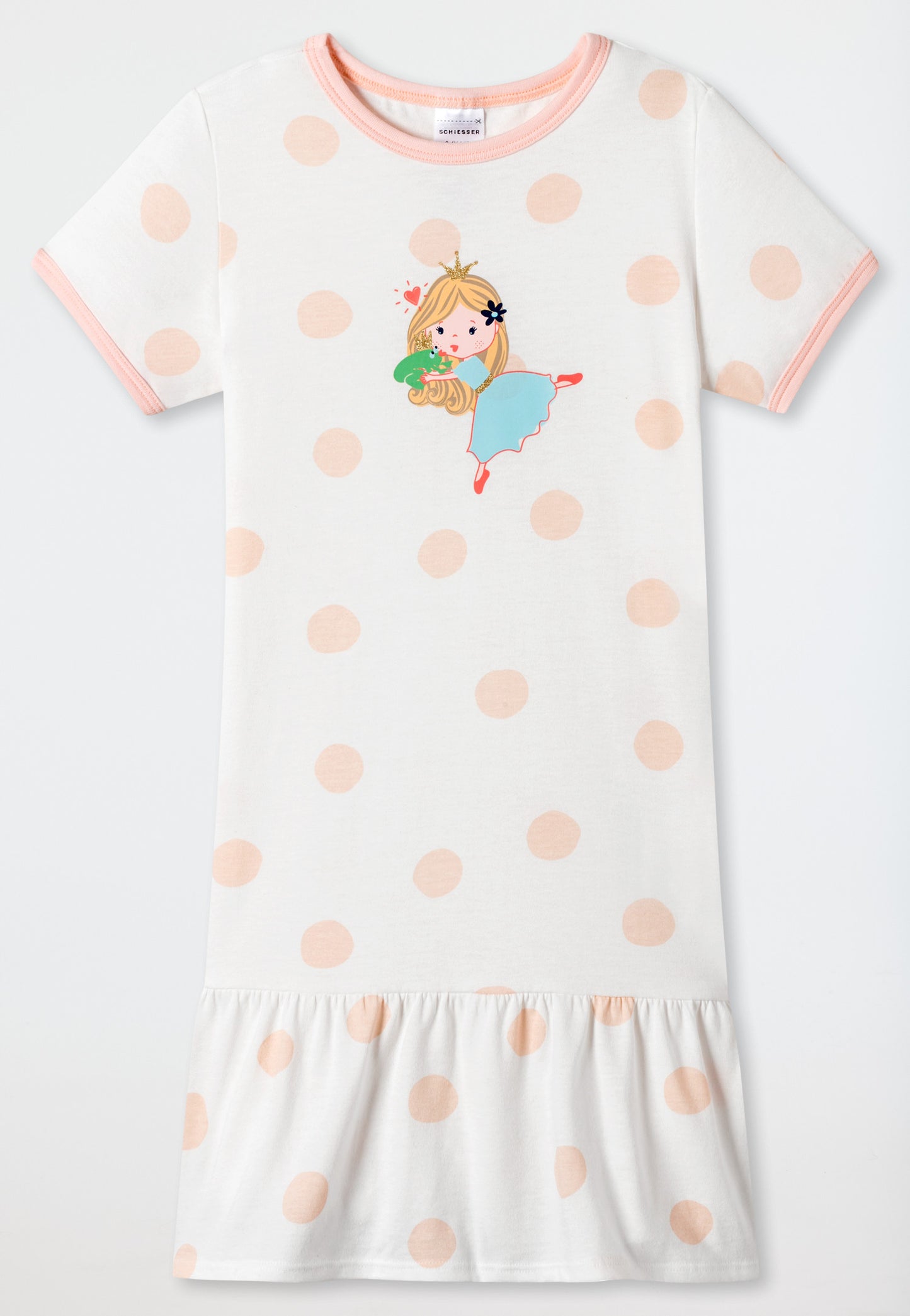 Chemise de nuit courte Pois princesse blanc cassé - Casual World