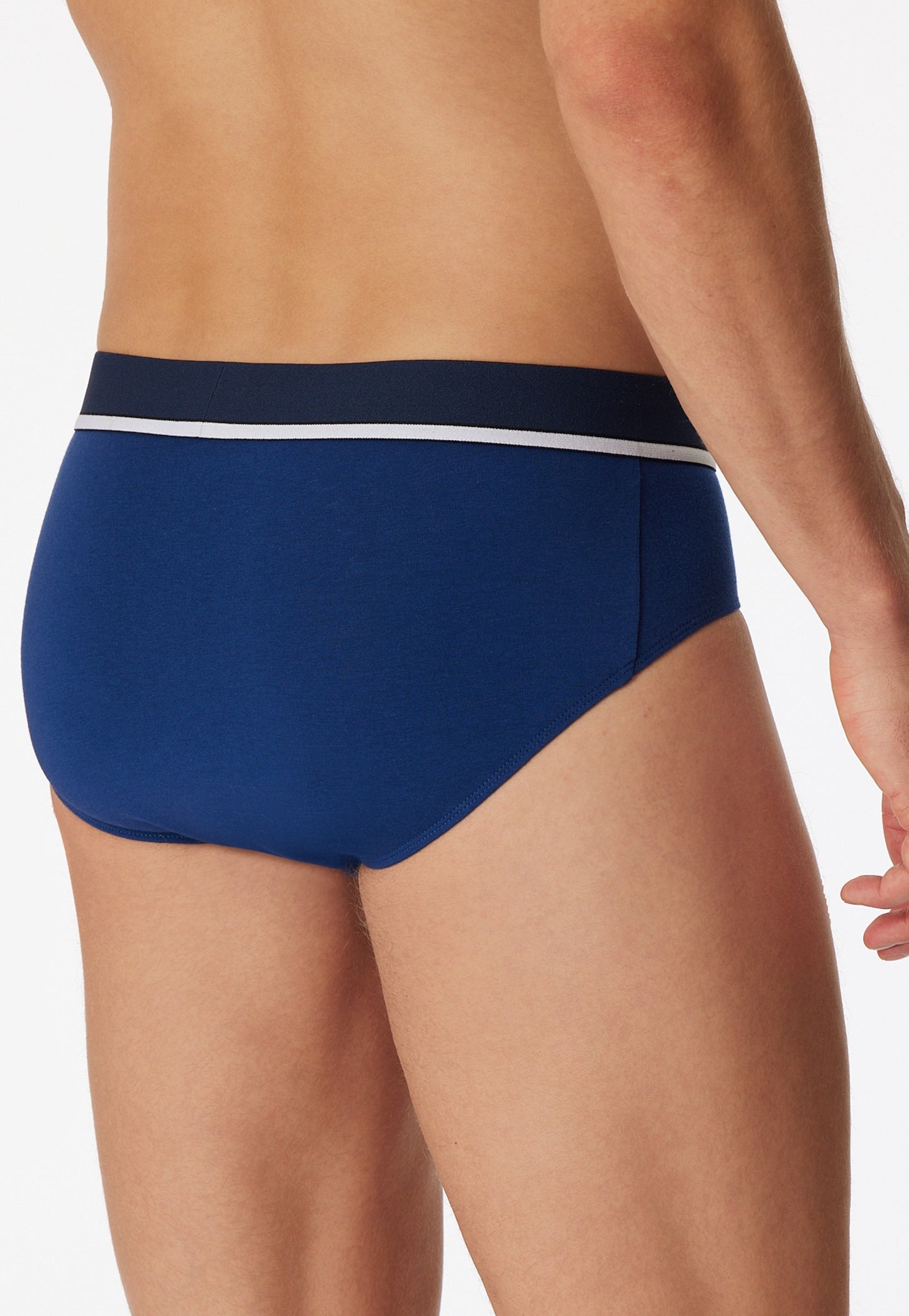 179571-908 Schiesser Rio briefs 3-pack organic cotton woven elastic waistband blue / black - 95/5