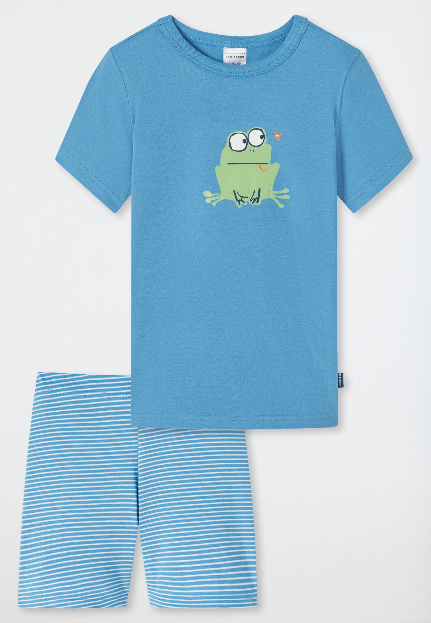 Schlafanzug kurz Ringel Frösche off-white - Natural World