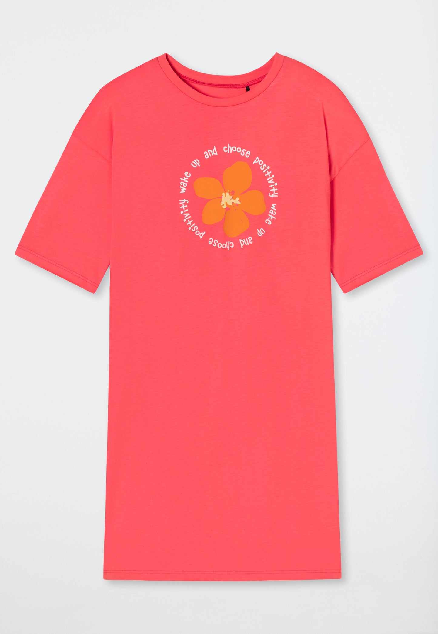 Chemise de nuit manches courtes en coton biologique rouge - Nightwear