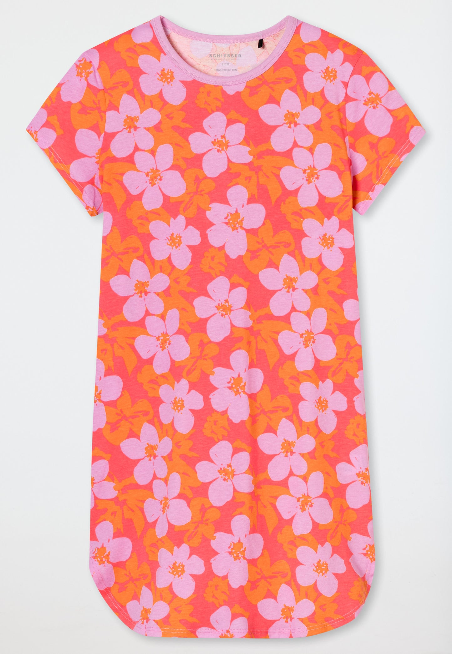 Chemise de nuit manches courtes en coton biologique rouge - Nightwear