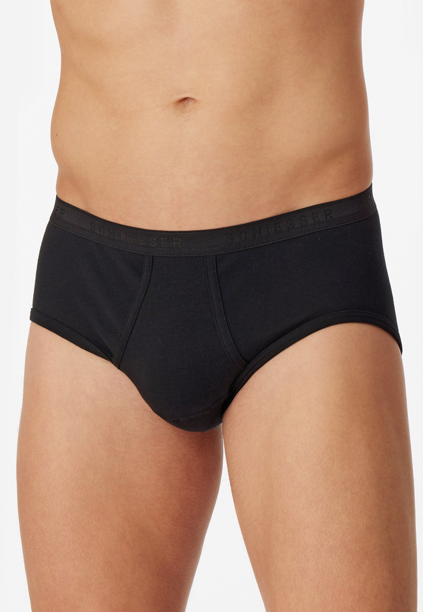 5136-0 Schiesser Sports briefs 2-pack with fly fine rib black - Original Feinripp