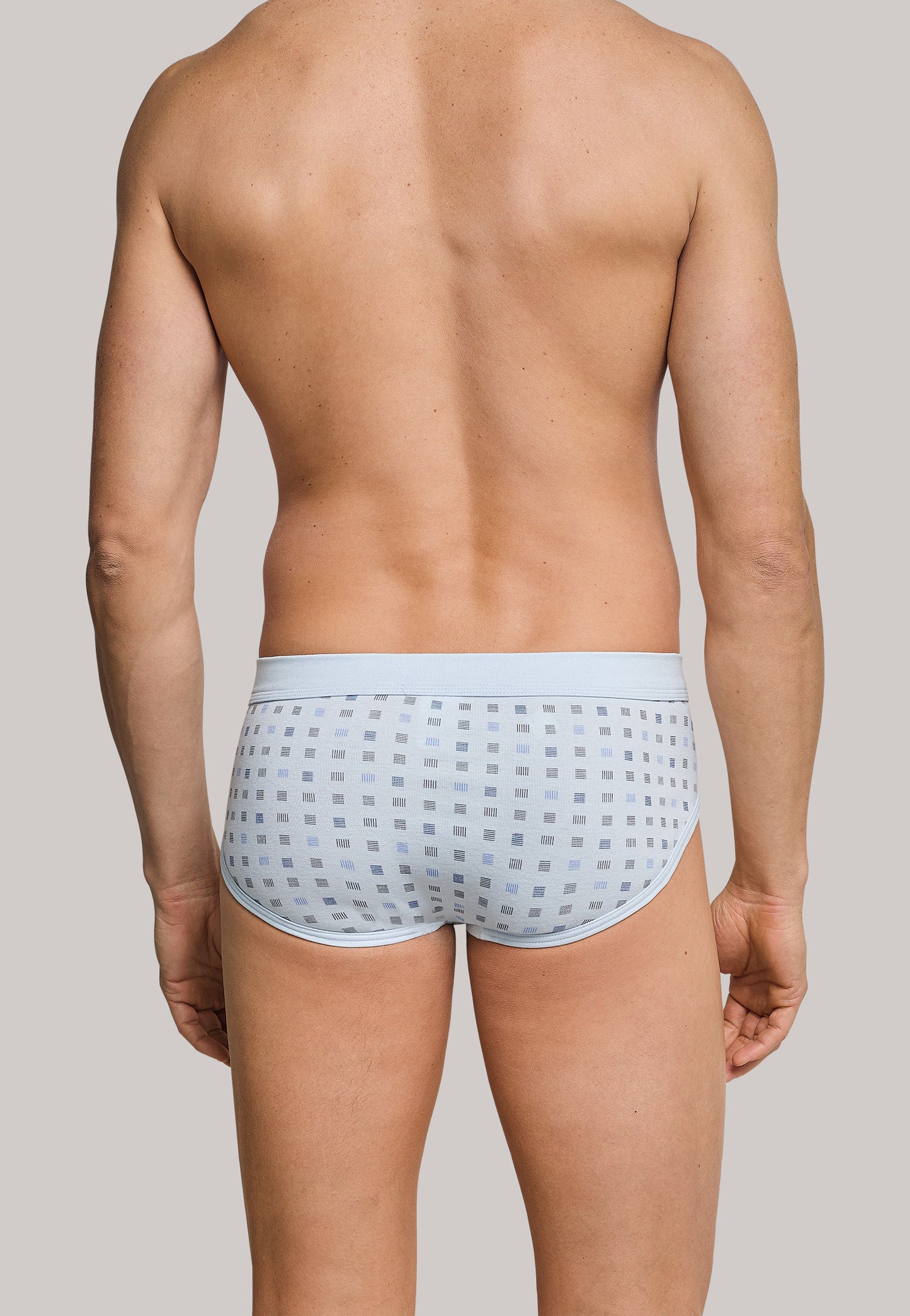 225167-802 Schiesser 2-pack light blue checkered sports briefs with a fly - Essentials