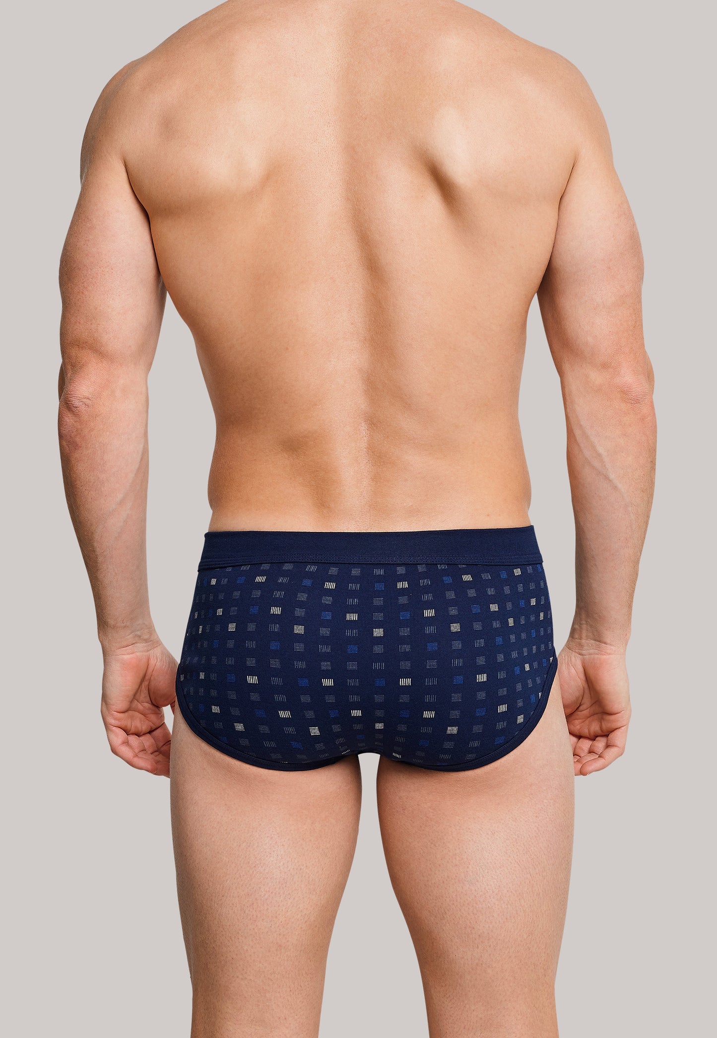 225167-815 Schiesser Sports briefs with fly 2 pack navy blue checkered - Essentials