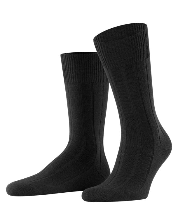 Lhasa Rib Hommes Chaussettes avec pourcentage de cachemire Couleur : black