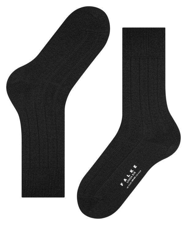Lhasa Rib Hommes Chaussettes avec pourcentage de cachemire Couleur : black