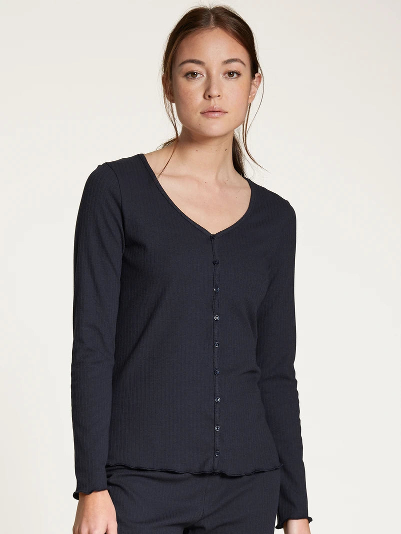 CALIDA FAVOURITES MARINE Langarm-Shirt, durchgeknöpft