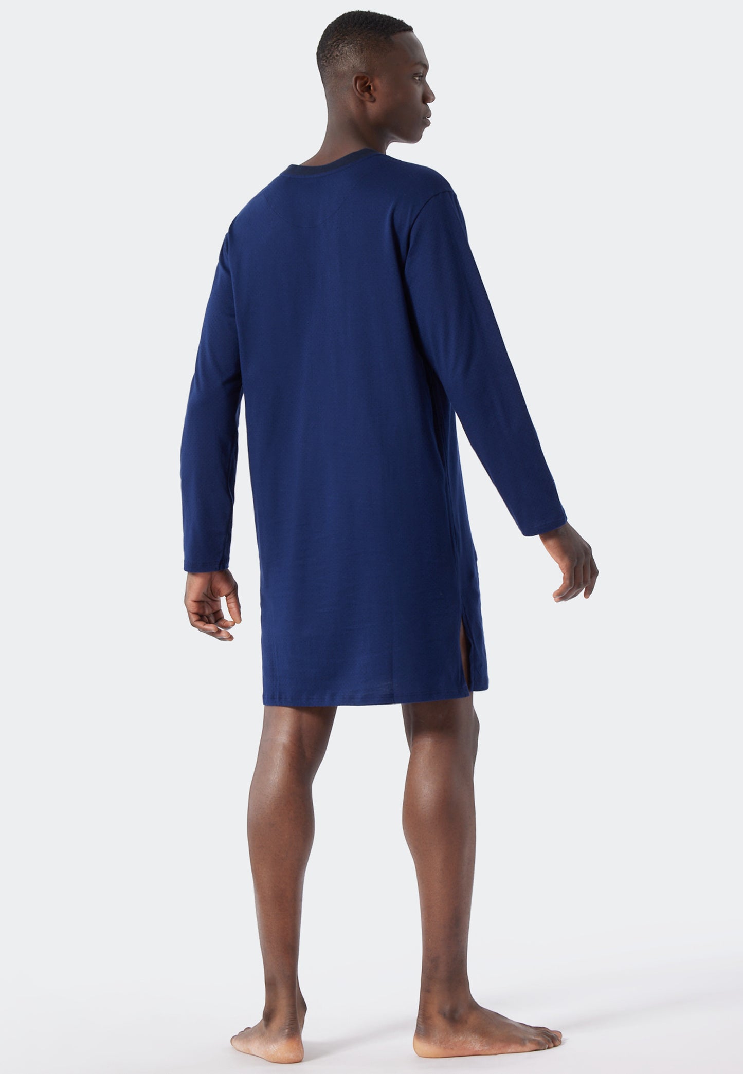 Sleep shirt long-sleeved V-neck patterned royal/dark blue - Essentials Nightwear