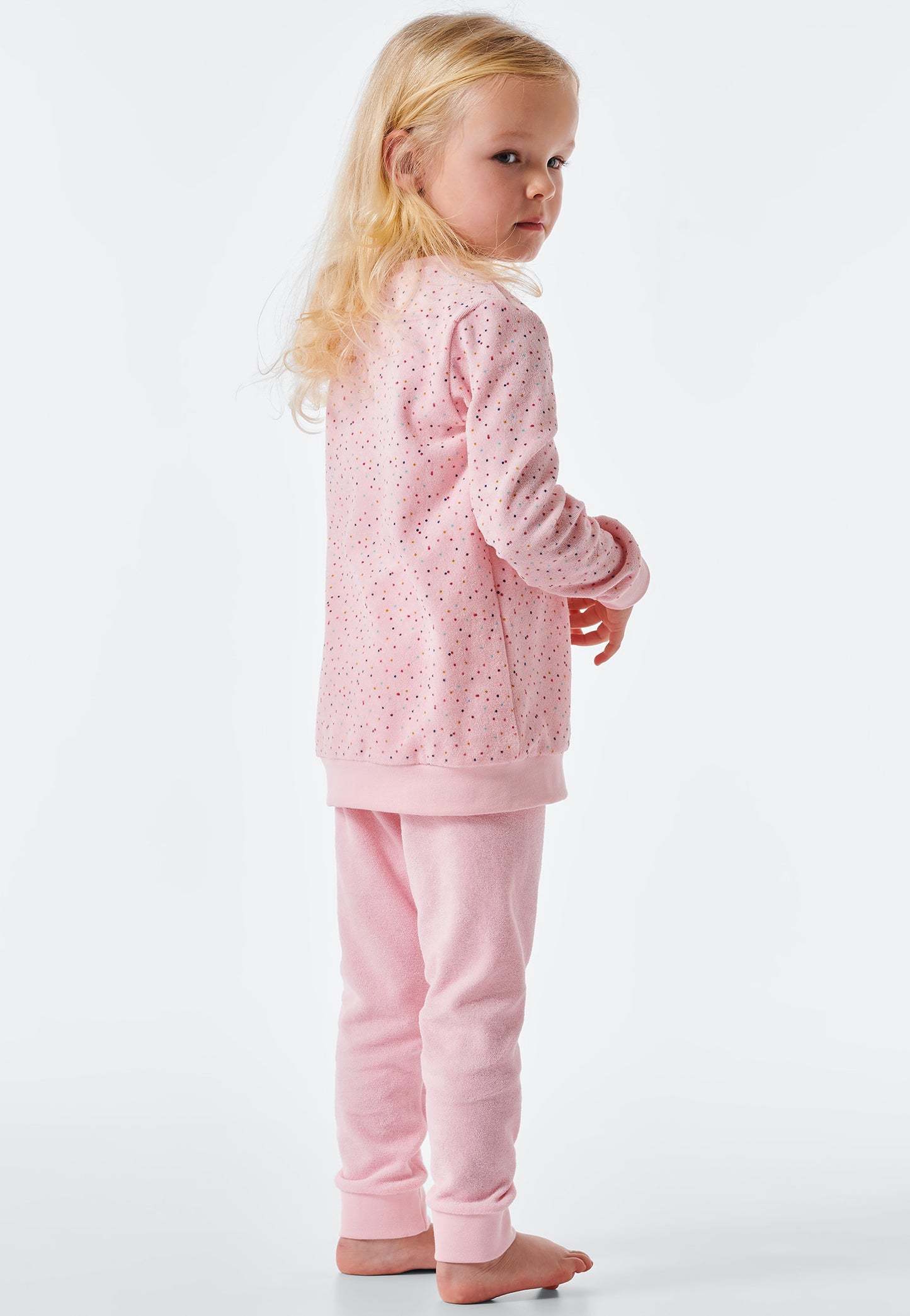 Pyjama long éponge bords-côtes pois patch rose - Prinzessin Lillifee