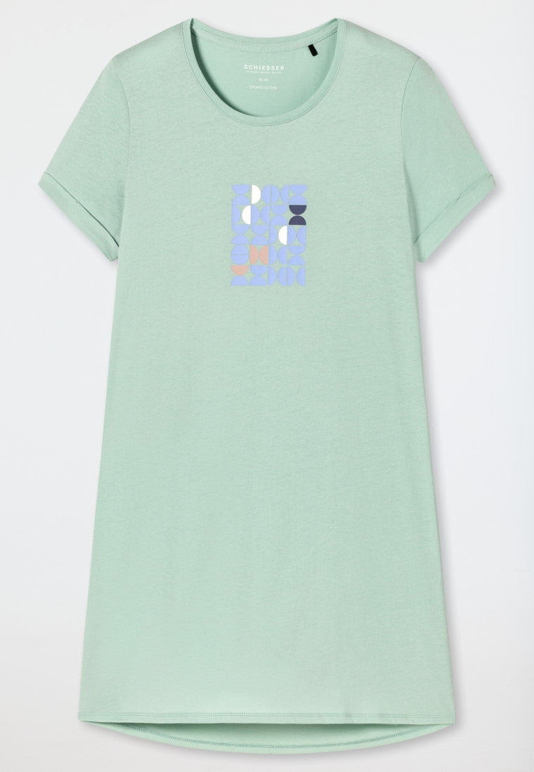 Sleepshirt kurzarm Print mint - Essential Nightwear