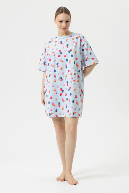 mey Short-sleeved nightshirt Serie Flying Macarons