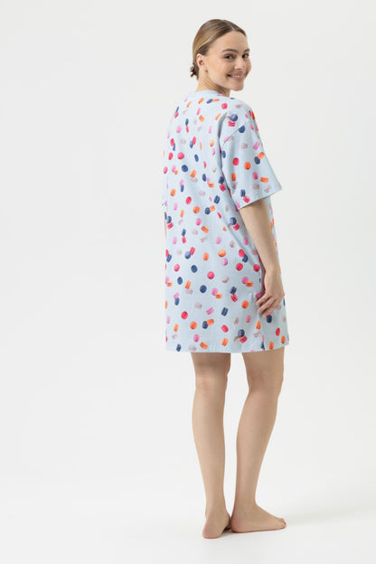 mey Short-sleeved nightshirt Serie Flying Macarons