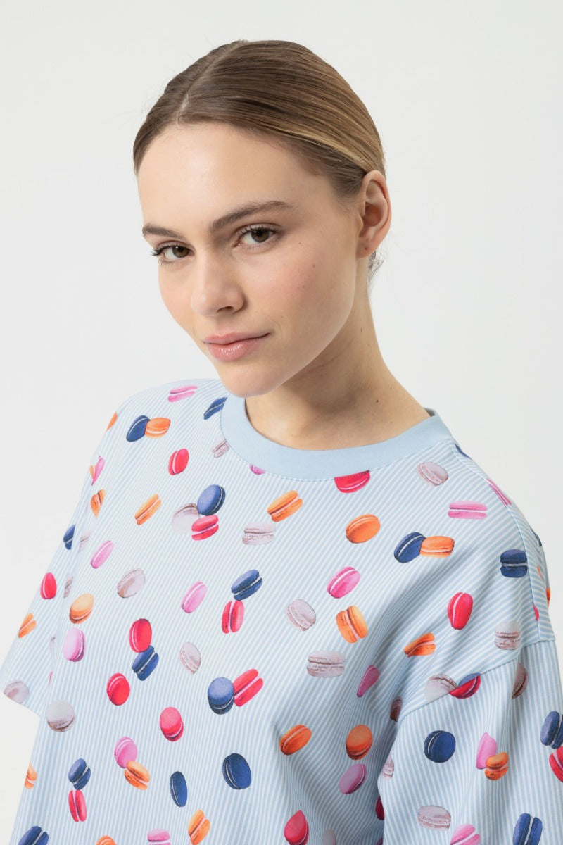 mey Short-sleeved nightshirt Serie Flying Macarons