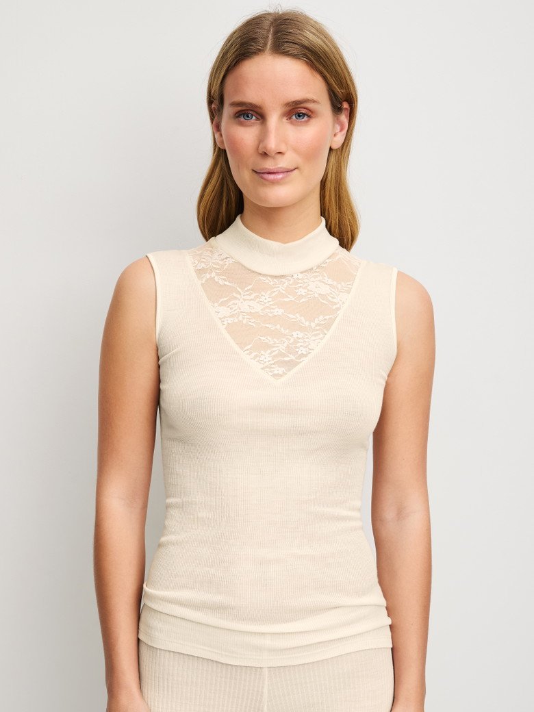 Débardeur Calida à col roulé en laine et soie Série Silky Wool Glam