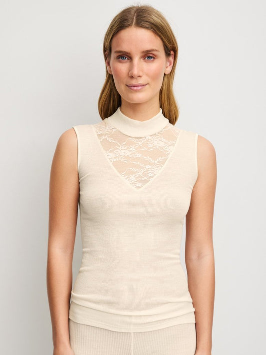 Camiseta de tirantes Calida de lana y seda con cuello alto Serie Silky Wool Glam