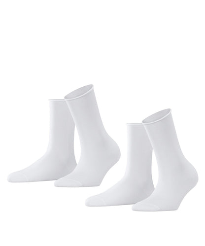 46417-2000 FALKE Happy 2-Pack Women Socks Set of 2 pairs of cotton stockings Colour: white