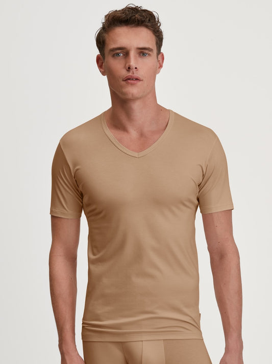 Calida Natural Cooling Business V-Neck Undershirt with Integrated Sweat Guards