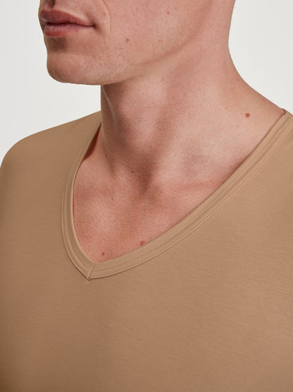 Calida Natural Cooling Business V-Neck Undershirt with Integrated Sweat Guards
