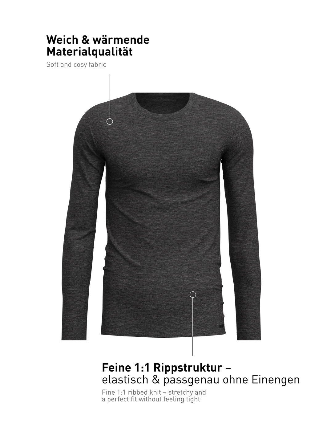 T-shirt Calida a maniche lunghe in lana e seta Serie Wool & Silk