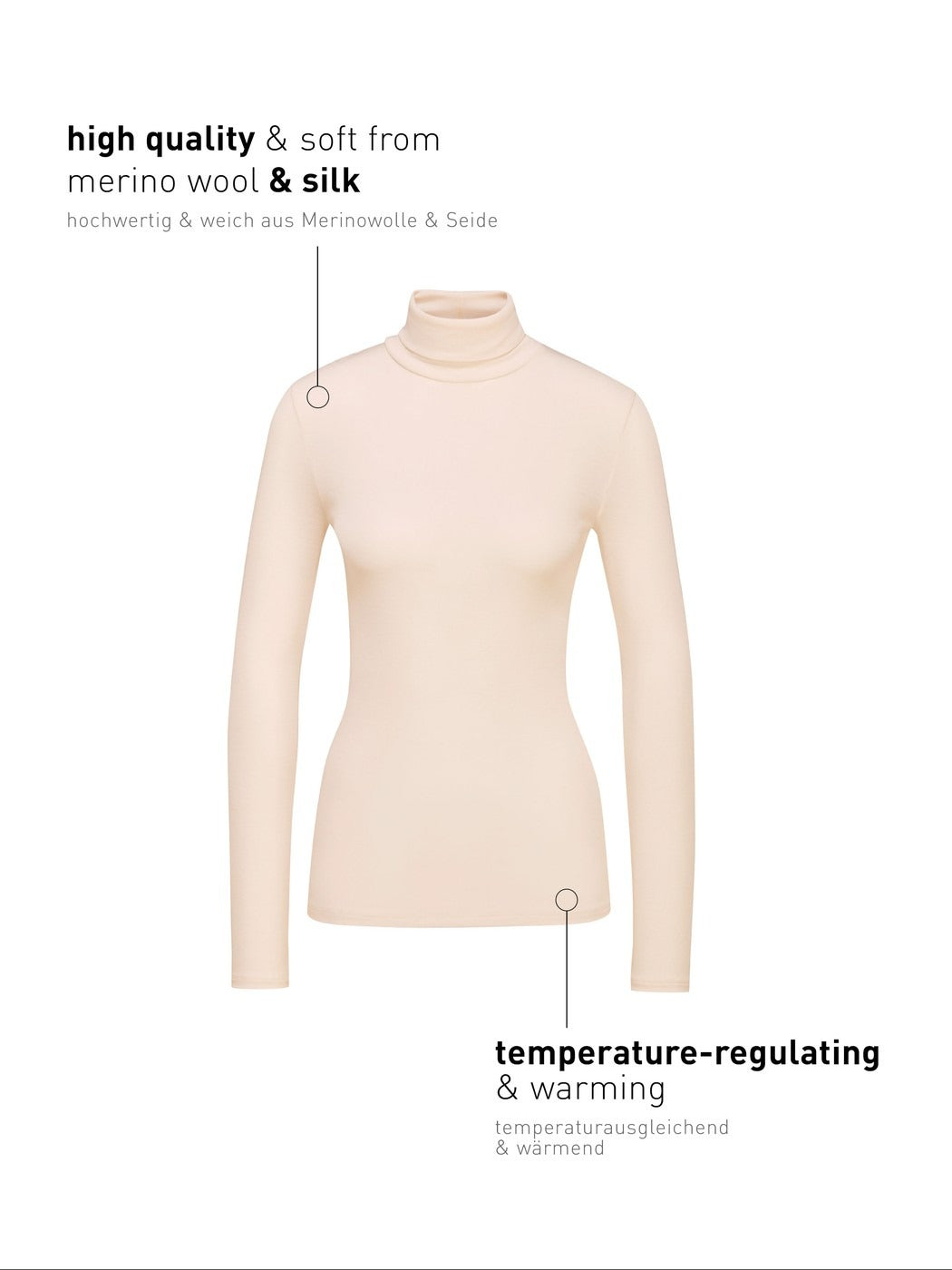 15335-90 Calida True Confidence Long-sleeve turtleneck shirt in wool-silk