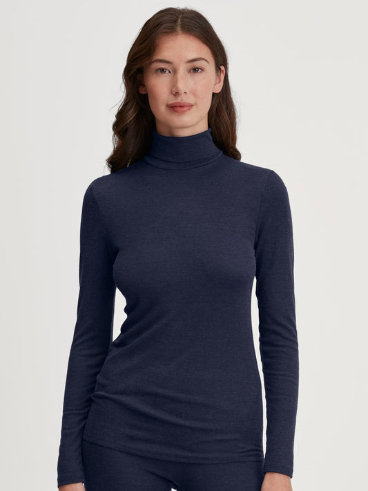 Calida True Confidence Long-sleeve turtleneck shirt in wool-sil