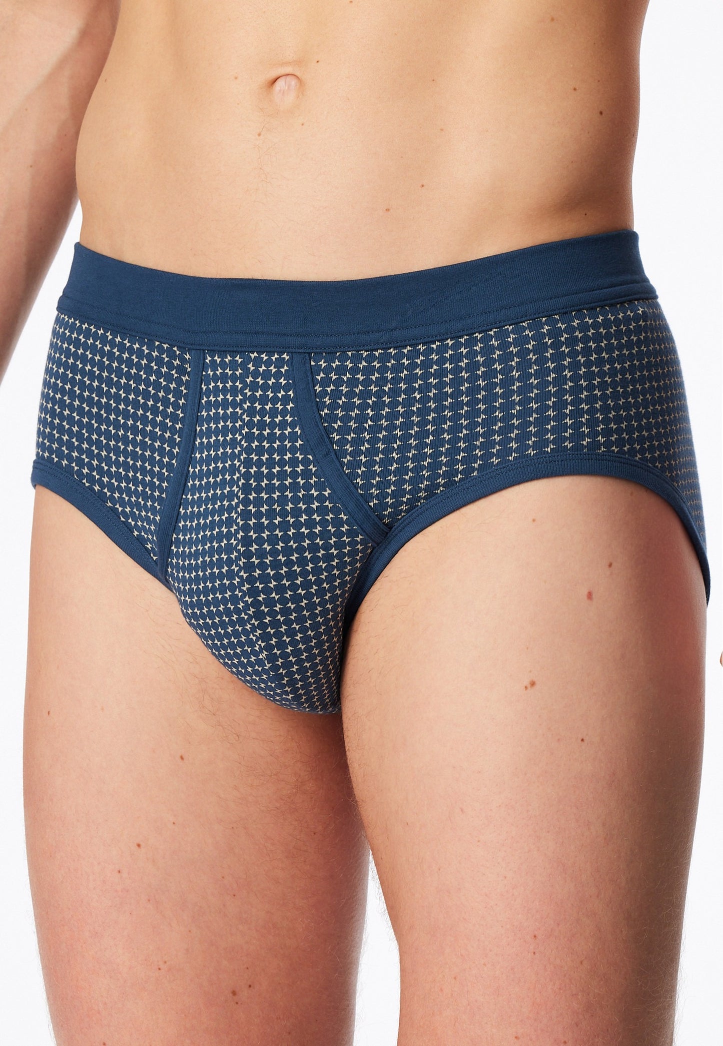 Schiesser Sports briefs 2-pack fine rib fly indigo patterned - Original Classics